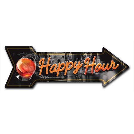 Signmission Happy Hour Arrow Decal Funny Home Decor 24in Wide D-A-8-999829